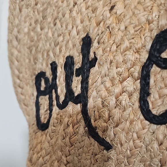 Natural Woven Tote with Black Embroidery - Picture 5 of 7